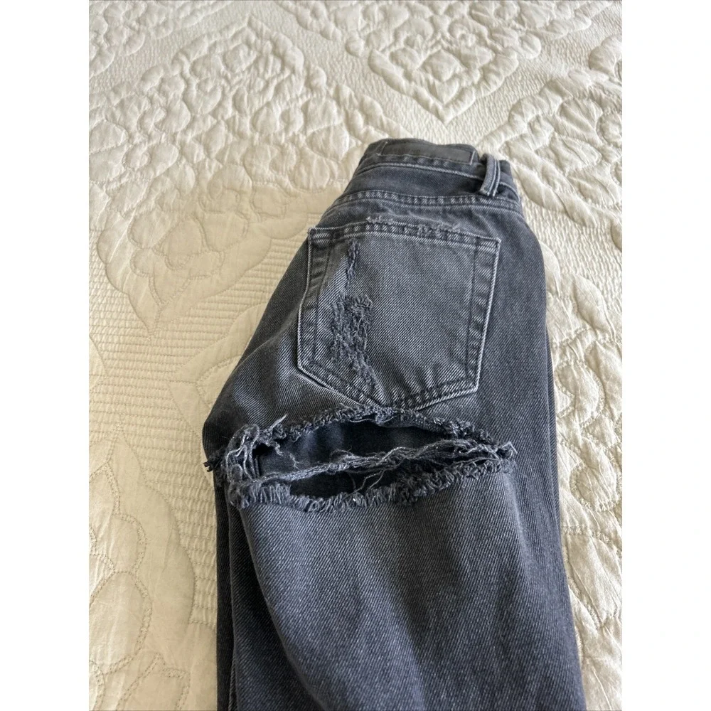 GRLFRND Karolina Jeans Women's 23 Black  Distressed Button Fly Raw‎ Hems